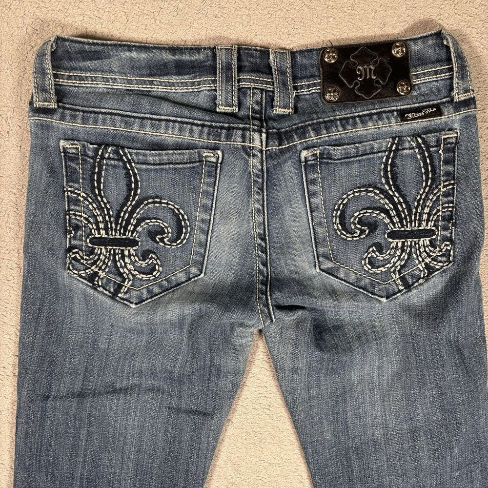 MISS ME Cropped Capri Jeans 29 JP4369CECR‎ Denim Capris Blue Embroidered Y2K